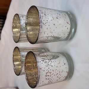 Lot of 4 Mercury glass votive candle holders